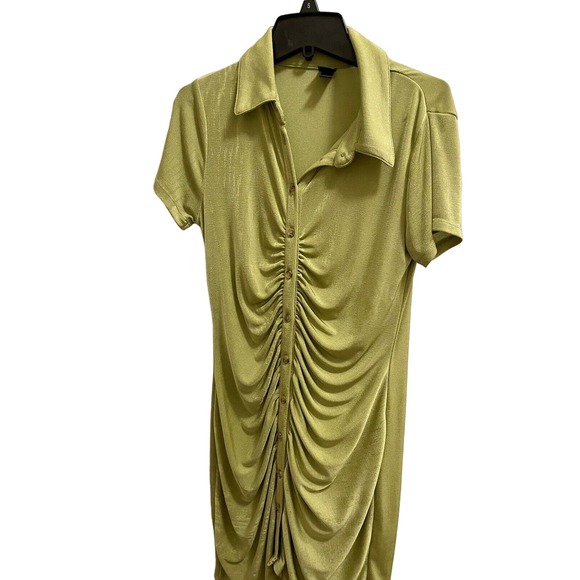 Wild Fable Green Short Sleeve Button Down Stretch Bodycon Dress Size Small. - Picture 1 of 3